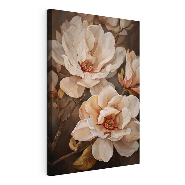 Canvas Schilderijen Schilderij van bloemen aan een tak