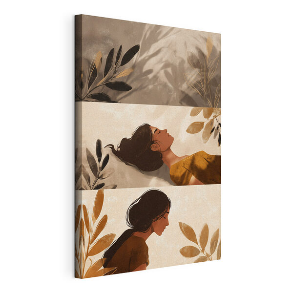 Canvas Schilderijen Collage van een slapende vrouw