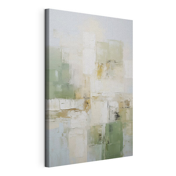 Schilderij met witte en groene vierkanten Canvas Schilderijen Schilderij met witte en groene vierkanten