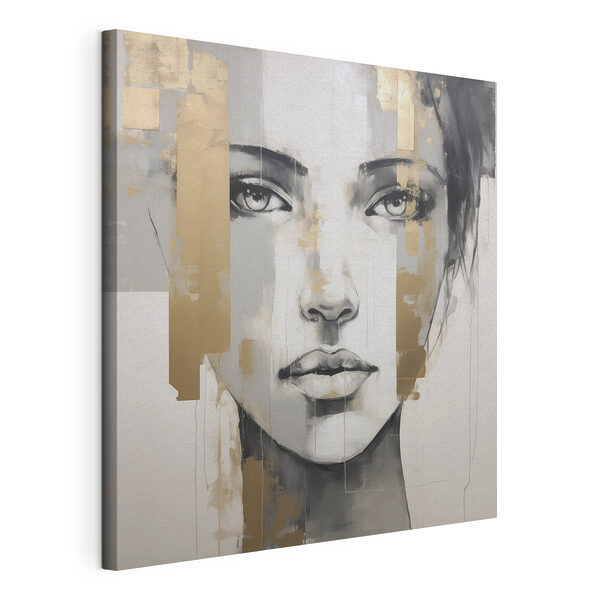 Canvas Schilderijen Schilderij van het gezicht van een vrouw