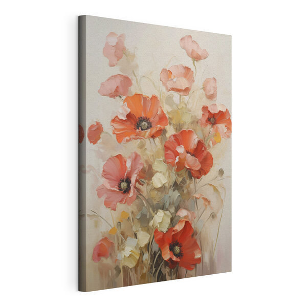 Schilderij van bloemen op een witte ondergrond Canvas Schilderijen Schilderij van bloemen op een witte ondergrond