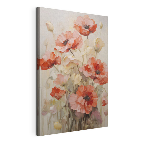 Canvas Schilderijen Schilderij van bloemen op een witte ondergrond