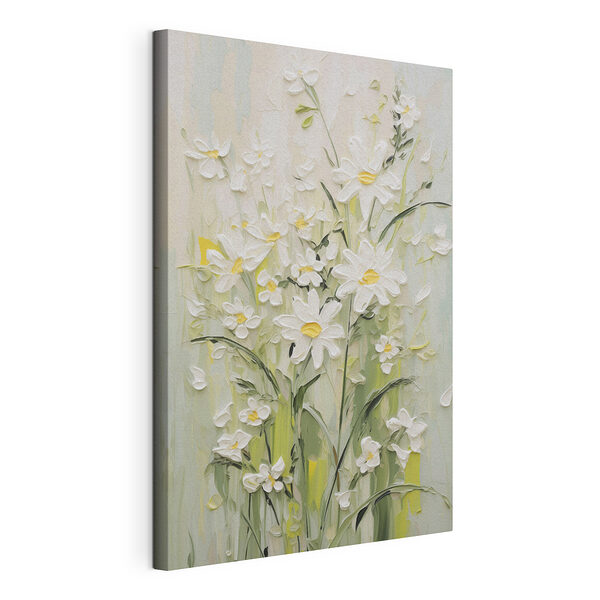 Schilderij van bloemen op een muur Canvas Schilderijen Schilderij van bloemen op een muur