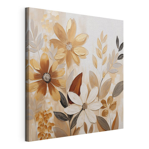 Schilderij van bloemen en bladeren Canvas Schilderijen Schilderij van bloemen en bladeren