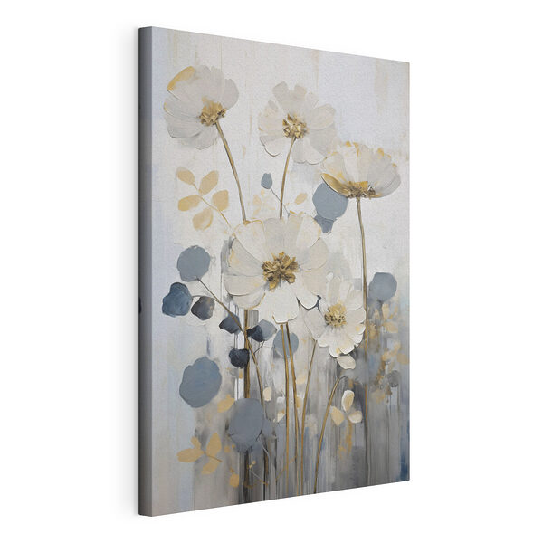 Canvas Schilderijen Schilderij van bloemen en bladeren