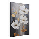 Canvas Schilderijen Elegante witte bloemen tegen een donkere achtergrond