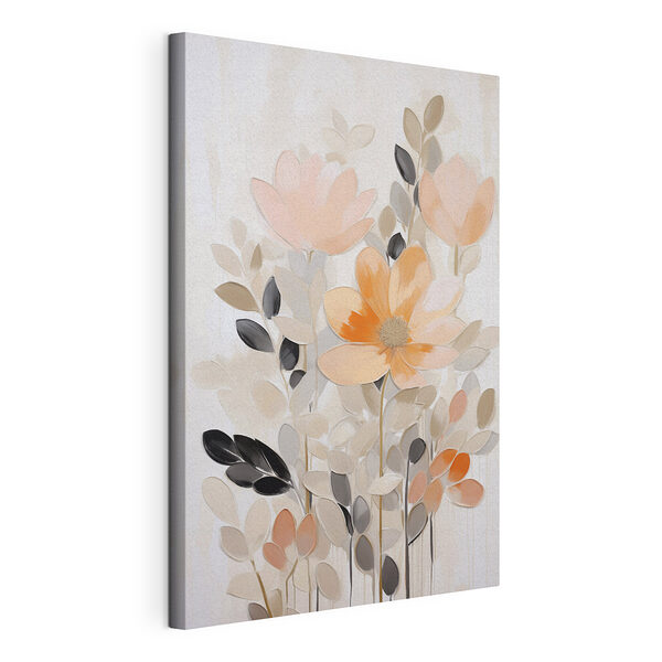 Schilderij van bloemen en bladeren Canvas Schilderijen Schilderij van bloemen en bladeren