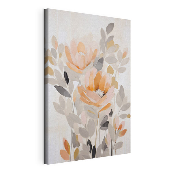 Canvas Schilderijen Schilderij van bloemen en bladeren