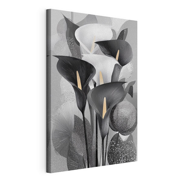 Canvas Schilderijen Groep zwart-witte bloemen