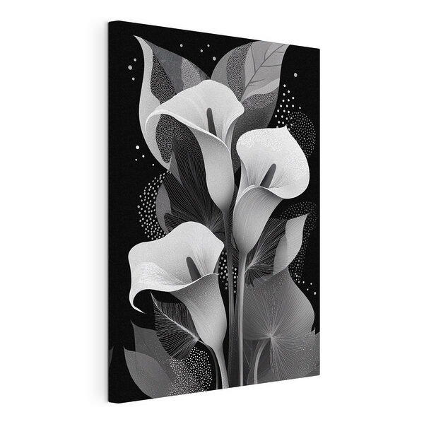 Elegant bloemmotief in monochrome tinten Canvas Schilderijen Elegant bloemmotief in monochrome tinten