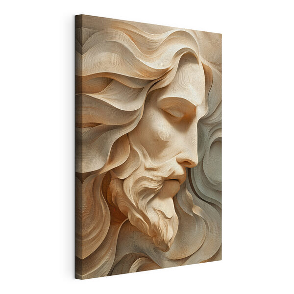 Houtsnijwerk van het gezicht van een man Canvas Schilderijen Houtsnijwerk van het gezicht van een man