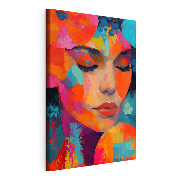 Canvas Schilderijen Schilderij van het gezicht van een vrouw