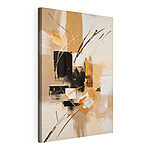 Canvas Schilderijen Schilderij met zwarte en witte vierkanten en lijnen