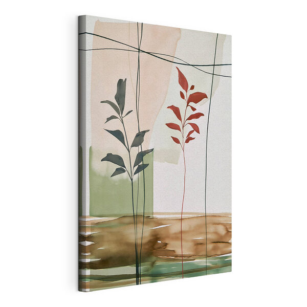 Schilderij van bladeren en een plant Canvas Schilderijen Schilderij van bladeren en een plant