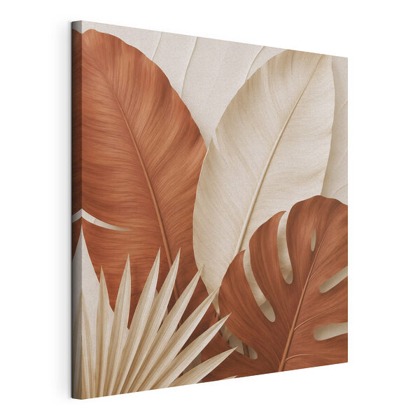 Groep bruine en witte bladeren Canvas Schilderijen Groep bruine en witte bladeren