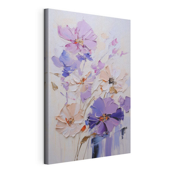 Canvas Schilderijen Schilderij van bloemen op een witte ondergrond