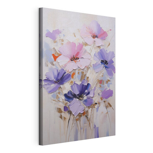 Canvas Schilderijen Schilderij van bloemen op een witte ondergrond