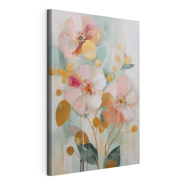 Canvas Schilderijen Schilderij van bloemen en bladeren