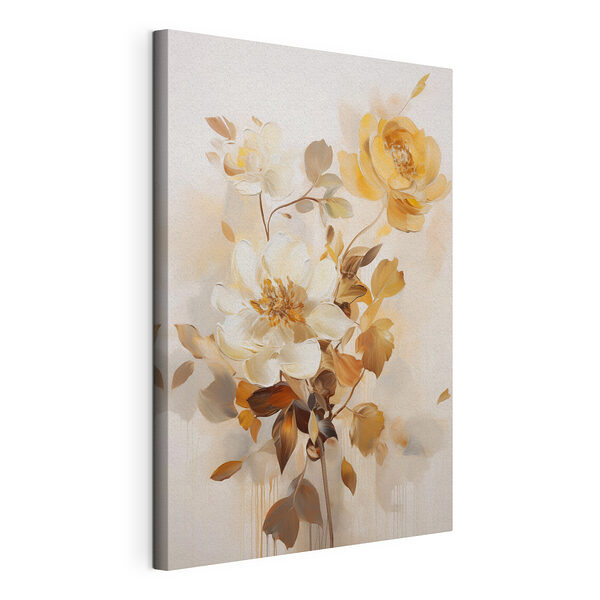 Canvas Schilderijen Schilderij van bloemen en bladeren