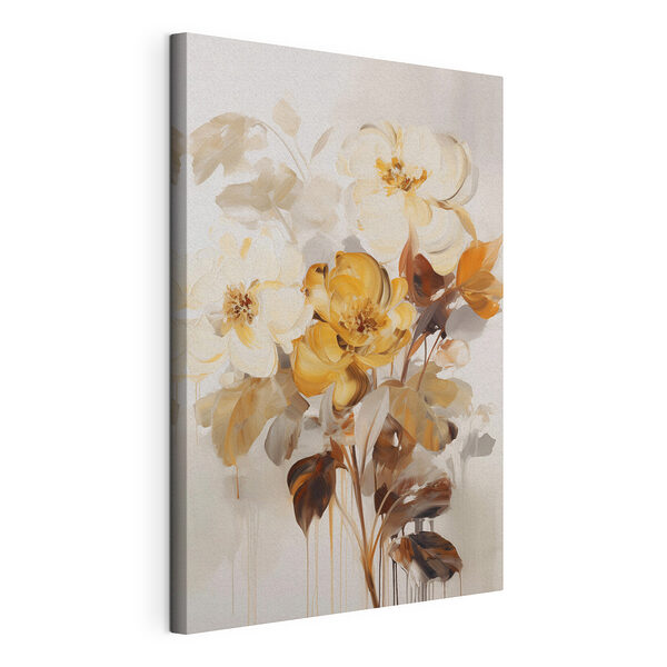 Canvas Schilderijen Schilderij van bloemen op een witte ondergrond