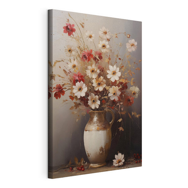 Schilderij van bloemen in een vaas Canvas Schilderijen Schilderij van bloemen in een vaas