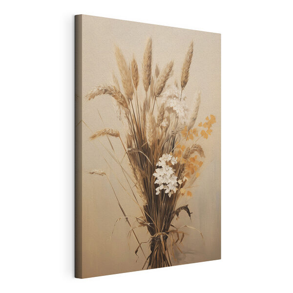 Canvas Schilderijen Boeket van tarwe en bloemen