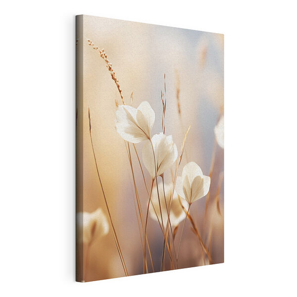 Witte bloemen aan een plant Canvas Schilderijen Witte bloemen aan een plant