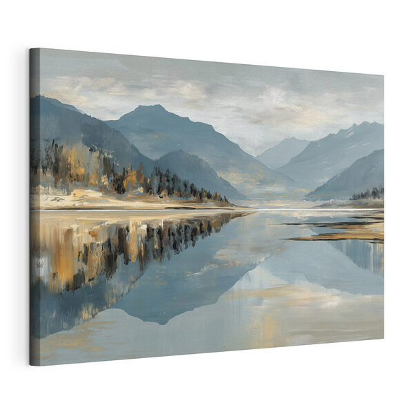 Canvas Schilderijen Meer met bergen op de achtergrond