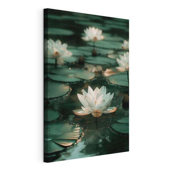 Witte bloem op het water Canvas Schilderijen Witte bloem op het water