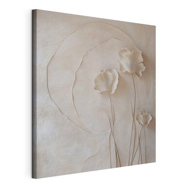 Witte bloem op een muur Canvas Schilderijen Witte bloem op een muur