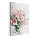 Canvas Schilderijen Zachtroze tulpen in een vaas