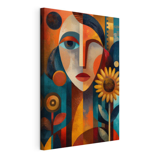 Schilderij van een vrouw met een bloem Canvas Schilderijen Schilderij van een vrouw met een bloem