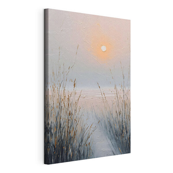 De zon boven een meer Canvas Schilderijen De zon boven een meer