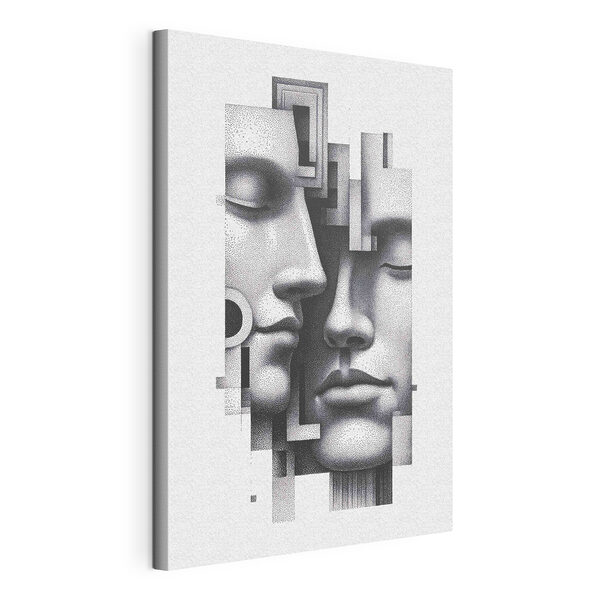 Canvas Schilderijen Zwart-witfoto van twee gezichten