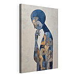 Canvas Schilderijen Schilderij van een vrouw met een blauw hoofd