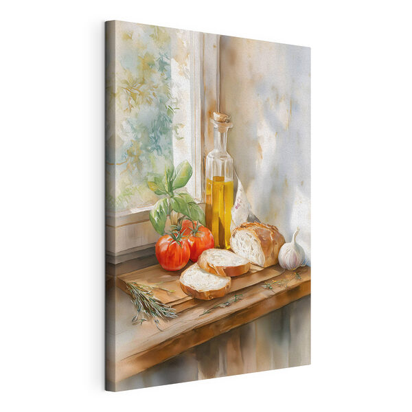 Schilderij van eten op een tafel Canvas Schilderijen Schilderij van eten op een tafel