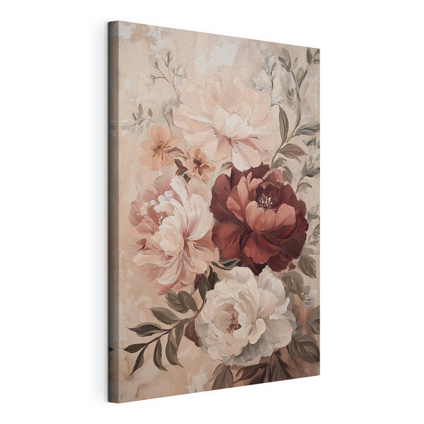 Schilderij van bloemen op een muur Canvas Schilderijen Schilderij van bloemen op een muur