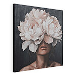 Canvas Schilderijen Schilderij van een vrouw met bloemen op haar hoofd