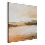 Canvas Schilderijen Landschap met een waterpartij en een heuvel