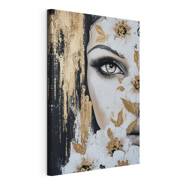Verfijnde schoonheid, versierd met bloesems Canvas Schilderijen Verfijnde schoonheid, versierd met bloesems