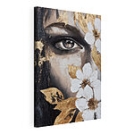 Canvas Schilderijen Schilderij van het oog van een vrouw en bloemen