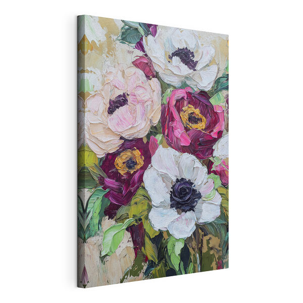 Levendige bloemen in zachte kleuren Canvas Schilderijen Levendige bloemen in zachte kleuren