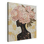Canvas Schilderijen Schilderij van een vrouw met bloemen in haar haar