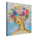 Canvas Schilderijen Schilderij van een vrouw met bloemen in haar haar