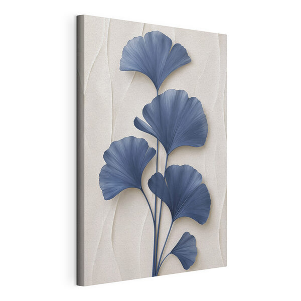 Verfijnd blauw bladwerk tegen een witte achtergrond Canvas Schilderijen Verfijnd blauw bladwerk tegen een witte achtergrond