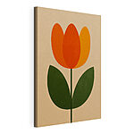 Canvas Schilderijen Bloem met oranje en groene bladeren