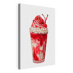 Canvas Schilderijen Rode en witte milkshake met een rietje