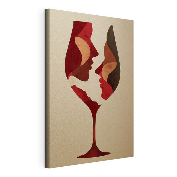Wijnglas met gezichtjes erin Canvas Schilderijen Wijnglas met gezichtjes erin