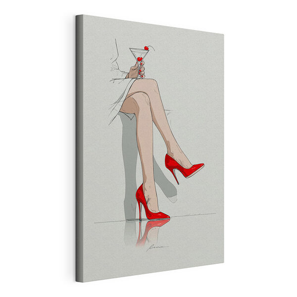 De benen van een vrouw in rode hoge hakken Canvas Schilderijen De benen van een vrouw in rode hoge hakken