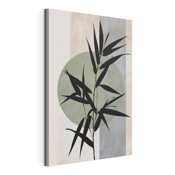 Zwarte plant met bladeren Canvas Schilderijen Zwarte plant met bladeren